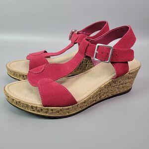 Clarks Fuchsia Wedge Sandals